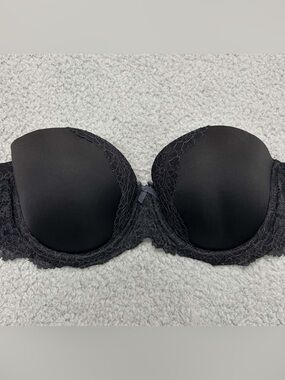 Victoria's Secret Dream Angel Black Lace Strapless Bra. 34DD